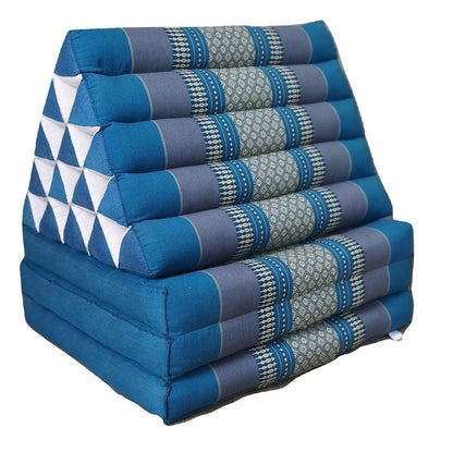 Jumbo Thai Triangle Pillow BLUE  3-Folds comfort with backrest Cushion -100% Kapok Fibre-JUMBO XXL -ONLY